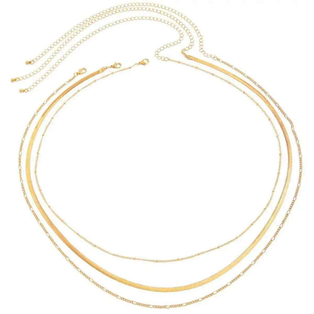 KunJoe 3 Pcs/Set Hip Hop Multi Layer Flat Snake Belly Waist Chain for Women Sexy Summer Beach Bikini Body Jewelry Y2K X260209