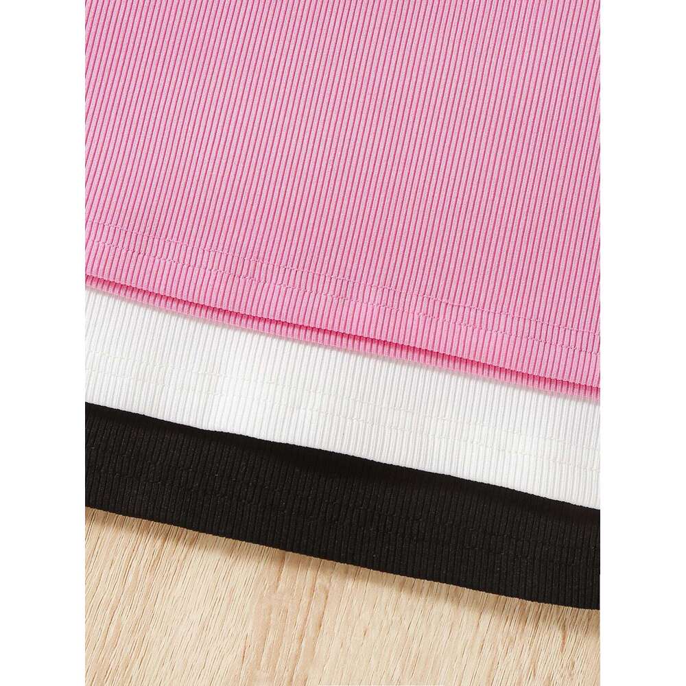 Directional Opening Heating Sales Summer Three-Piece Set of Small Pit Strip Vests for Girls and Older Children, Casual Sports Style 26Y0209