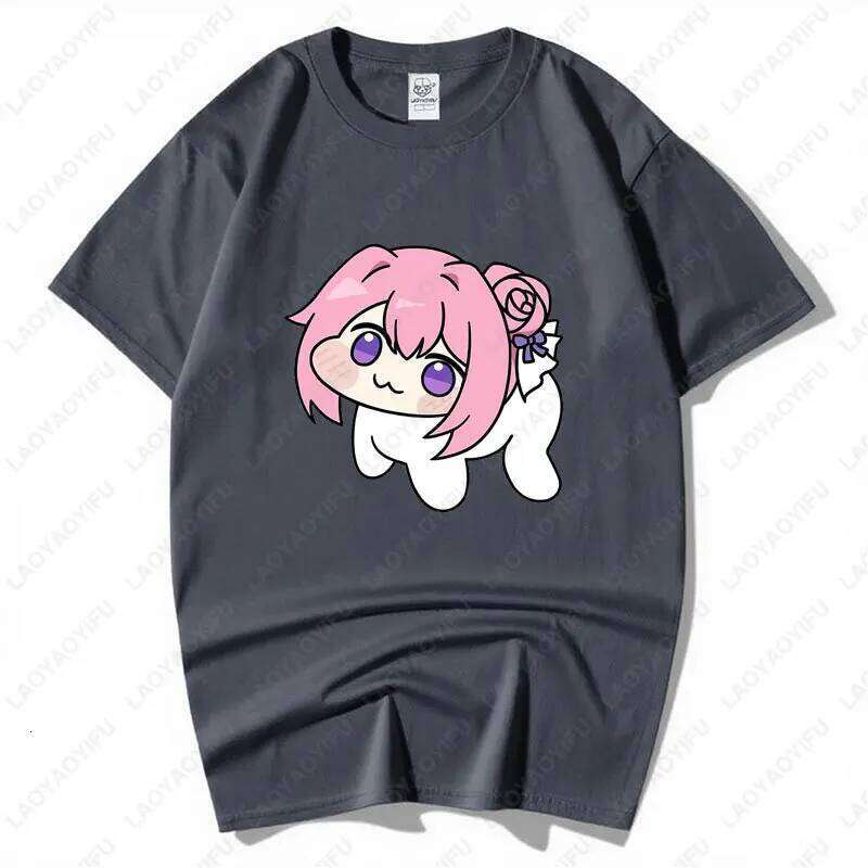 Kawaii Japan Anime Girl Cotton Tees Men Women Otaku Loungewear Pastel Pink Haired Character Drink Coffee Art Print Casual Tops X260209