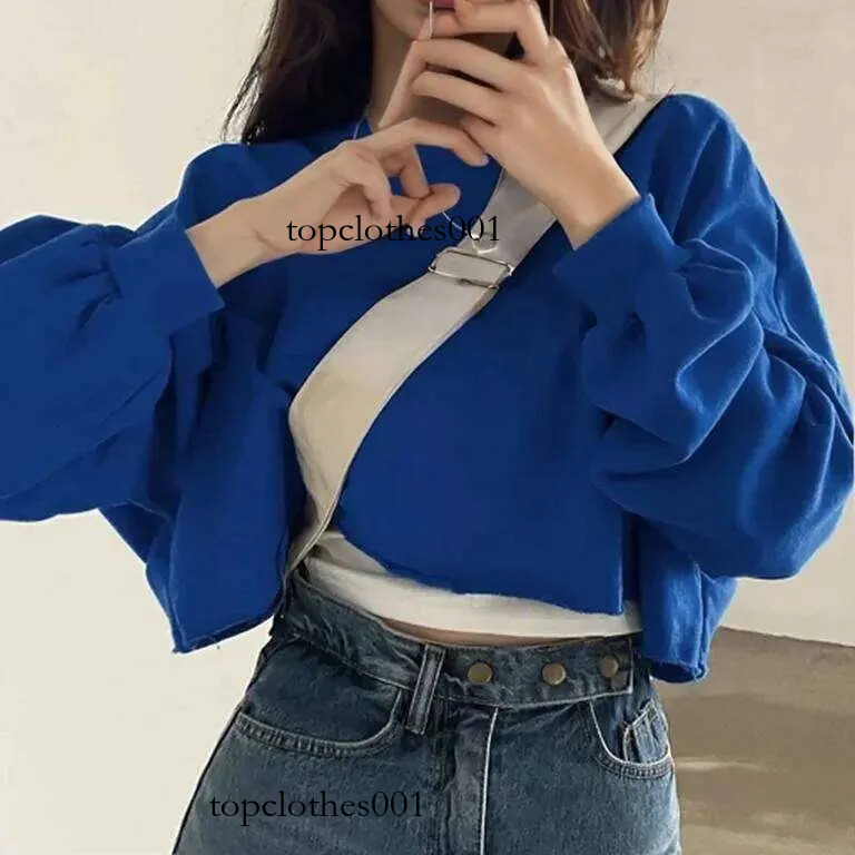 Short Pure Color Loose Women Underwear Autumn Season Wide Waist Round Neck Ladies Top Trendy Comfortable Casual Style Solid