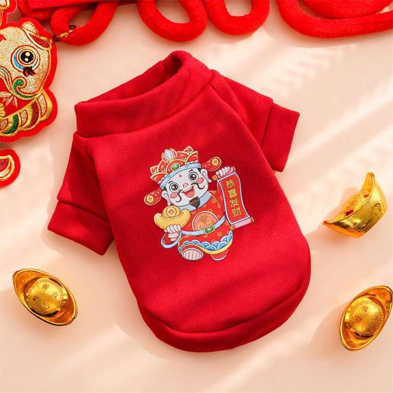 Clothes Autumn Winter New Year Cartoon Dog Sweatshirt Teddy Corgi Pet Apparel Supplies Wholesale Cat Kitten