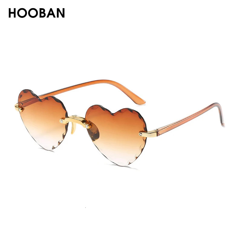 Fashion Heart Shape Women Sunglasses Lovely Rimless Sun Glasses For Female Vintage Pink Ladies Shades 260206