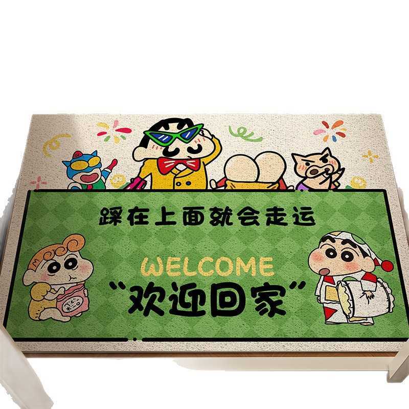 Cartoon Crayon Shin-chan Anti-Slip Mat for Entrance Red Festive Silk Loop Doormat Household Dirt-Resistant Entryway Floor Mat S260207