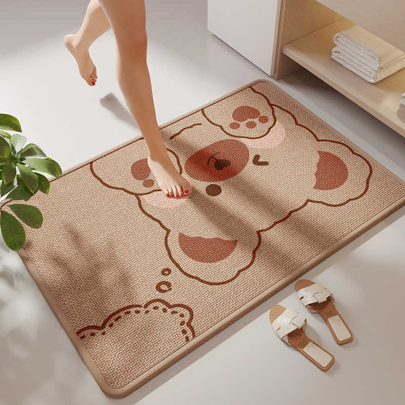 Cartoon bathroom absorbent floor mat fun non-slip mat for bathroom entrance quick-drying carpet for home toilet S260207