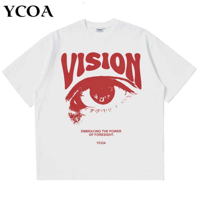 Men's T-Shirt Oversized 100% Cotton Eye Graphic Korean Summer Y2k Tops Tees Streetwear Harajuku Short Sleeve Aesthetic Clothing X260209