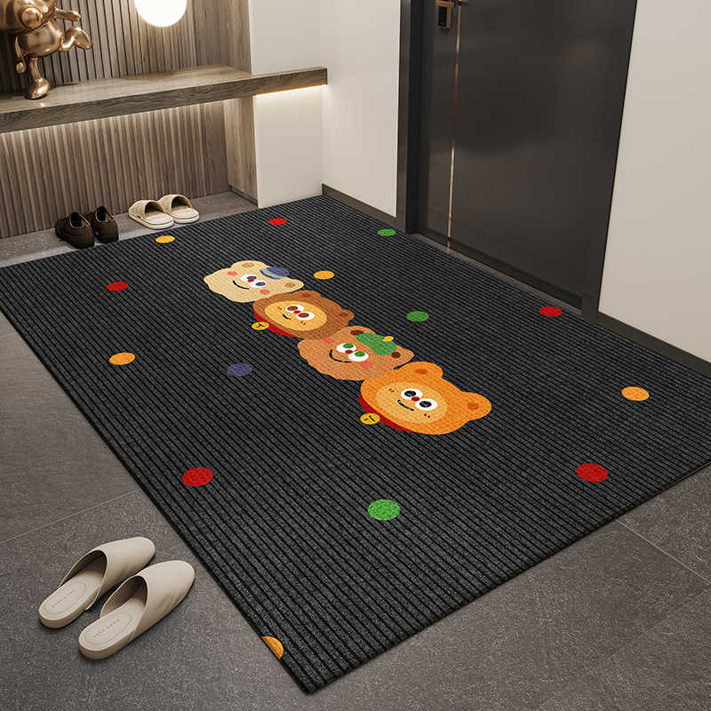 Cartoon Crystal Velvet Doormat Entryway Mat Entrance Dust Removal Dirt Wiping Foot Mat Household Dirt-Resistant Easy to Clean Mat S260207