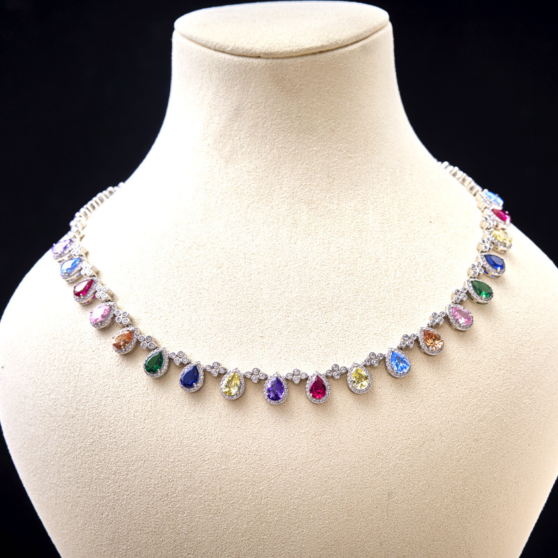 Necklace Colorful Necklace, Gold-Plated Necklace, Original Design, Luxurious Exquisite Necklace Women's Evening Clavicle Chain