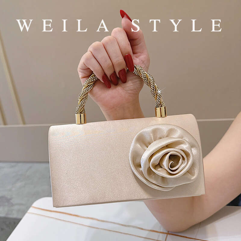PU Glossy Flower Evening Bag For Women, Handheld Flap Structure, Light Luxury Party Sweet Socialite Wedding Clutch