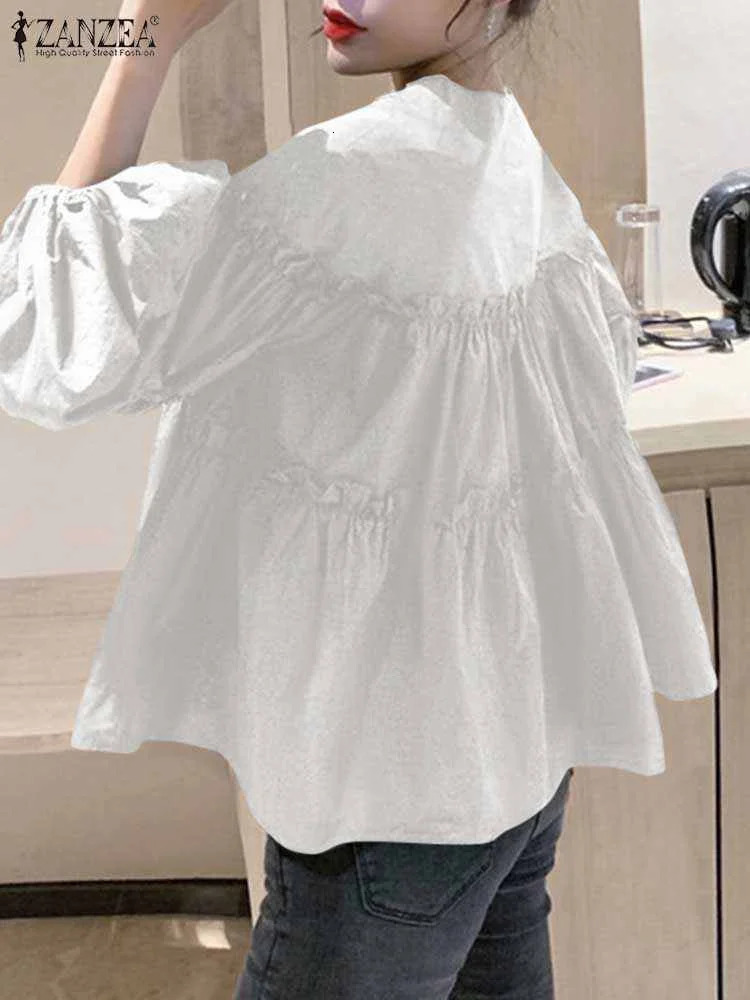 ZANZEA Fashion Women Long Puff Sleeve Blouse Autumn Spring Eelgant Shirt Ruffles Blusas Femininas Mujer Party Work Tops Tunic 260207