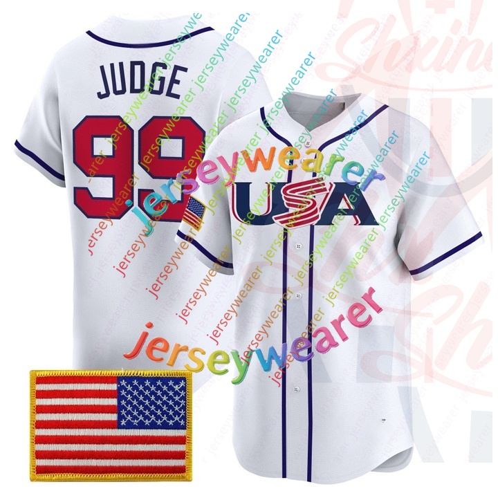 99 Aaron Judge Team USA 2026 World Baseball Classic Jerseys Paul Skenes Pete Crow-Armstrong Tarik Skubal Shxinet Cal Raleigh Harper United States1
