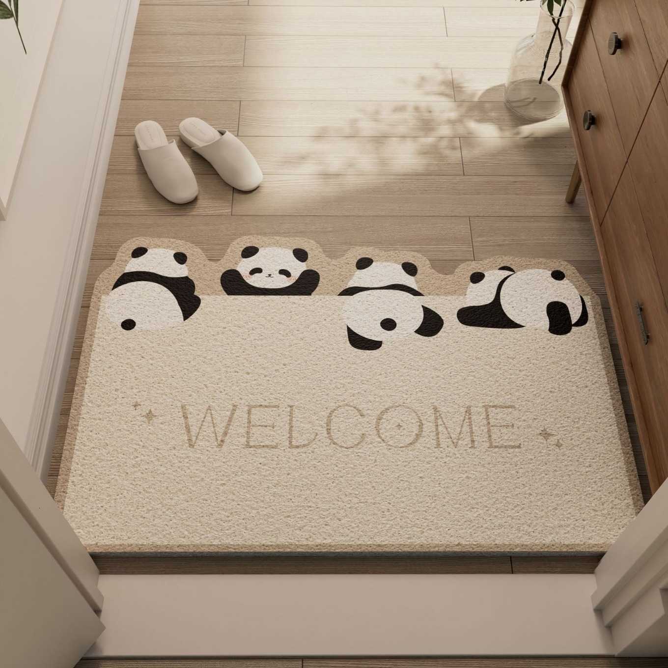 Cartoon style household silk circle floor mat for entry dirt resistant and wear-resistant foot mat for entrance anti slip PVC cuttable floor mat for e