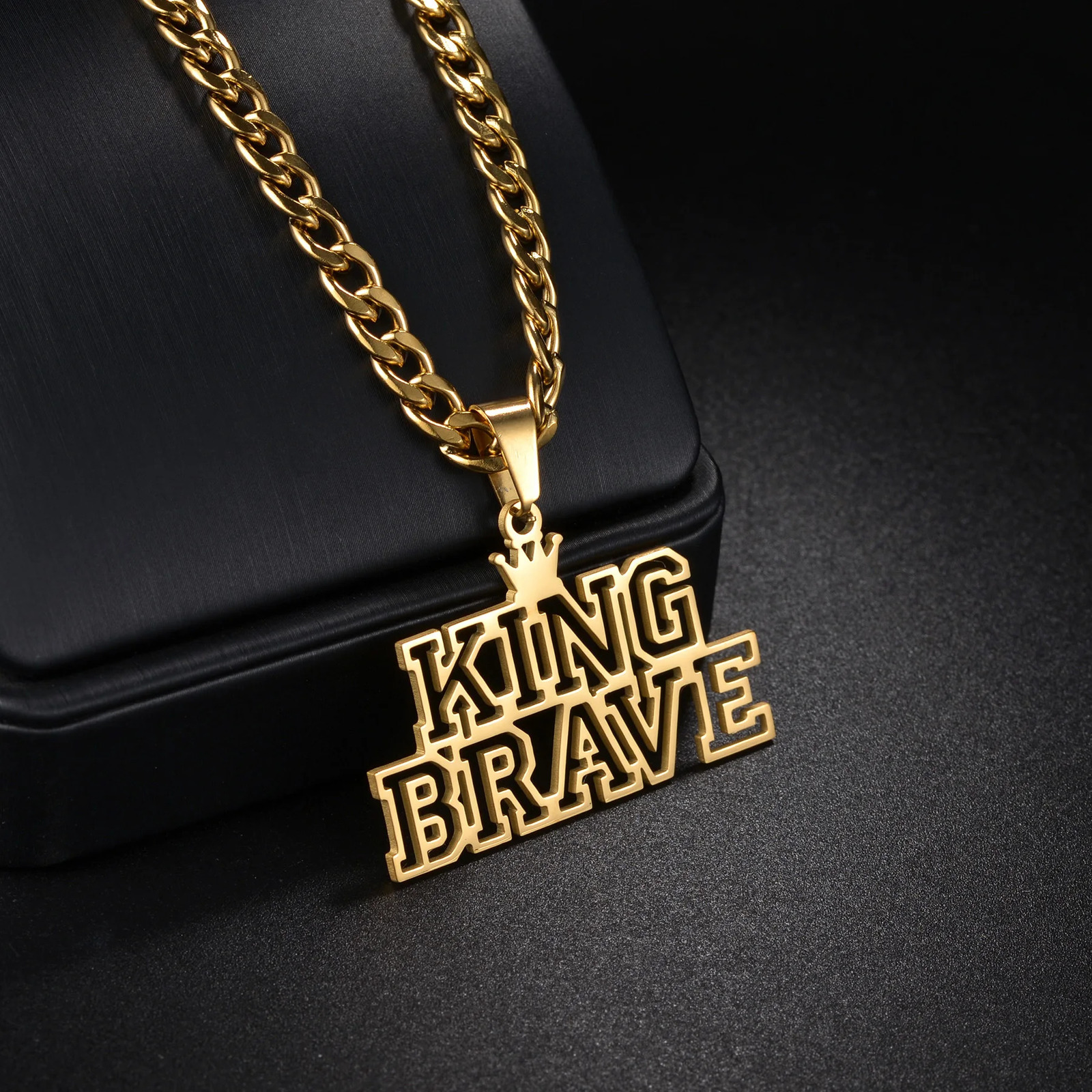 Trendy Customized Double Names Pendant Necklaces for Women Stainless Steel Personalized Crown Thick Chain Birthday Jewelry Gift 260206