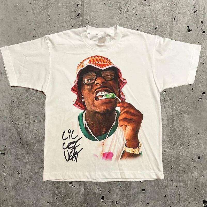 Europe and The United States Summer Men T-shirt Y2k Portrait Print Harajuku Hip Hop Personality Fashion Couple Casual Shirt X260209