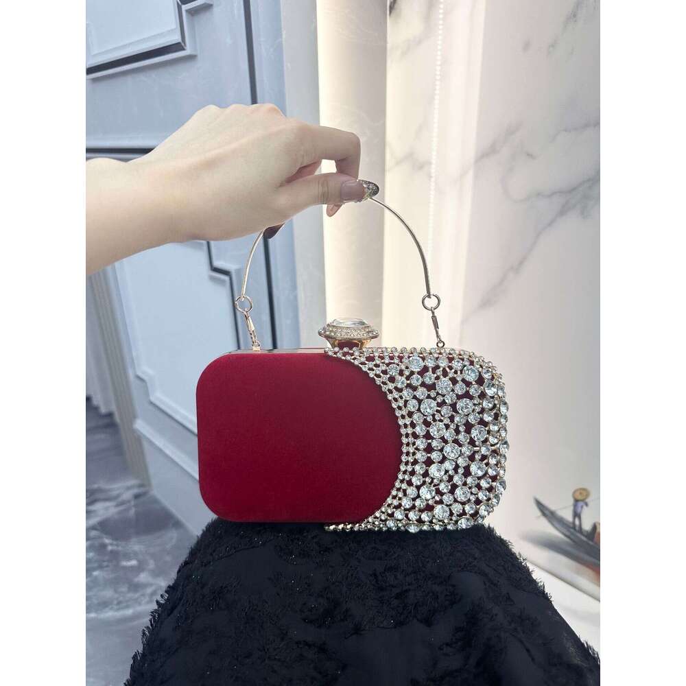 New High End Box Velvet Banquet Square Buckle Clutch Women S Evening Chain Bag