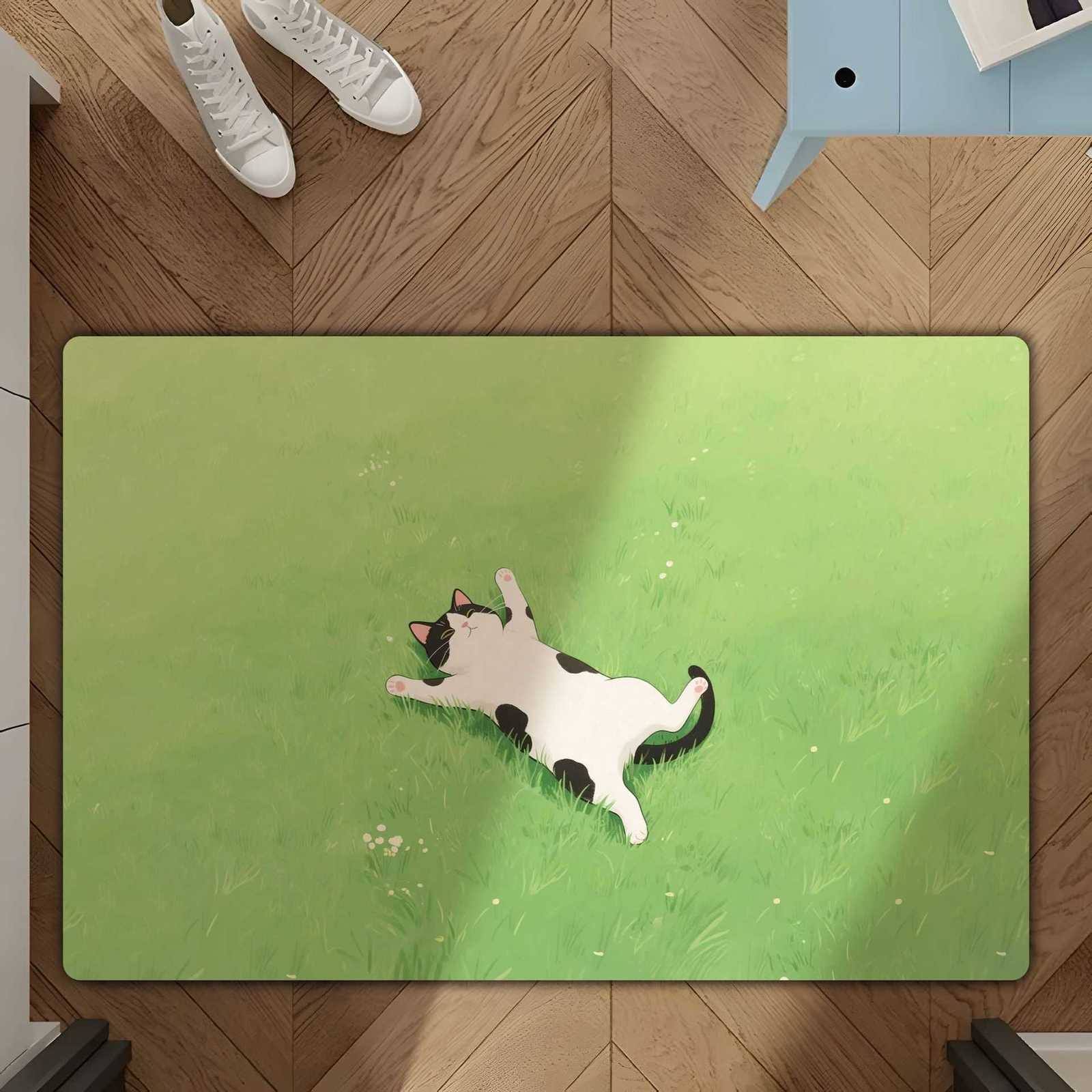 Ins-style grassland cat healing design diatomite floor mat for entryway bathroom water-absorbent non-slip simple decorative mat for living room S26020