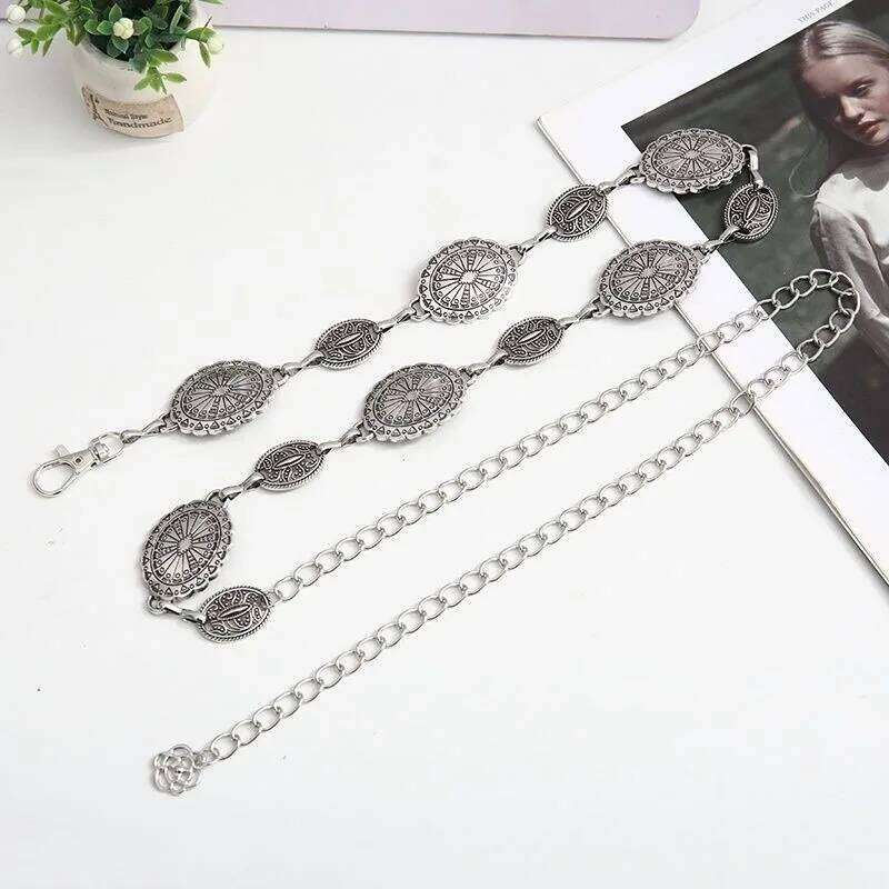 Bohemian Retro Disc Pendant Waist Chain Women Fashion Metal Belt Accessory for Dresses Ethnic Style Jewelry X260209