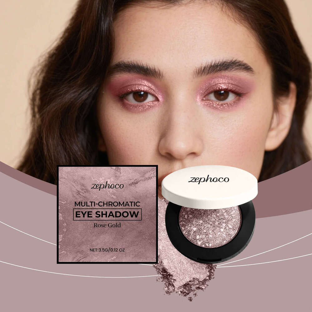 Zephoco Rose Gold Shimmer Eyeshadow Silky Application Colorful Long-lasting Daily Versatile Beautiful Eye Makeup