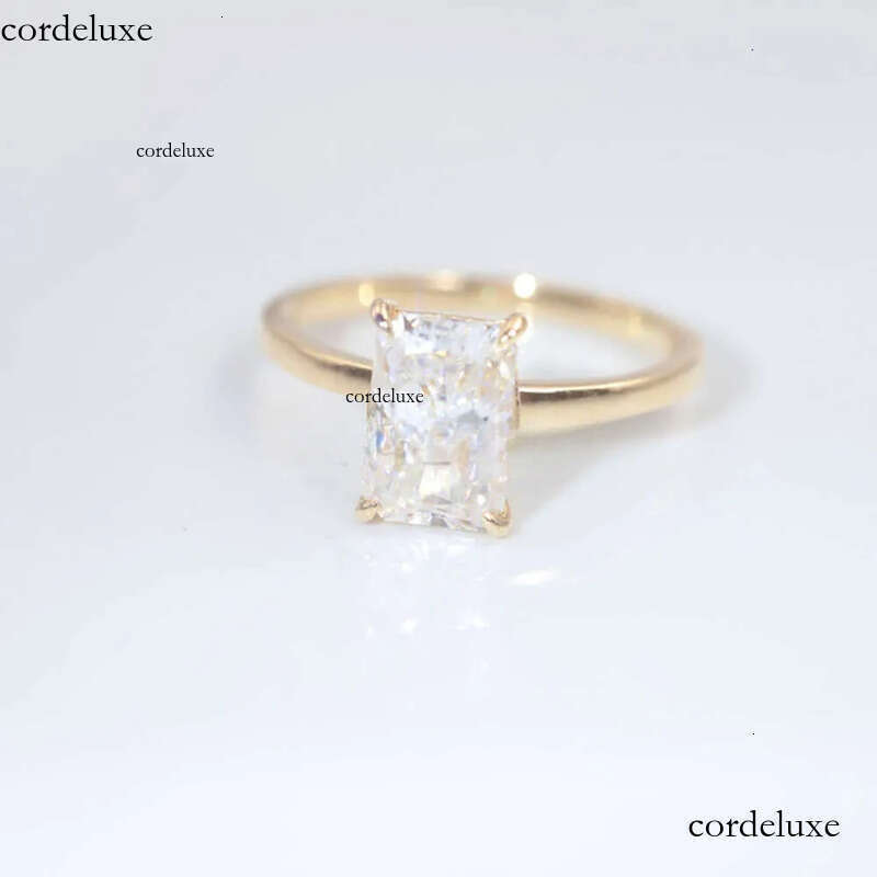 Custom Handmade 14K Solid Gold 3CT Radiant Ice Crushed Cut D Moissanite Engagement Ring Jewelry Findings 6c