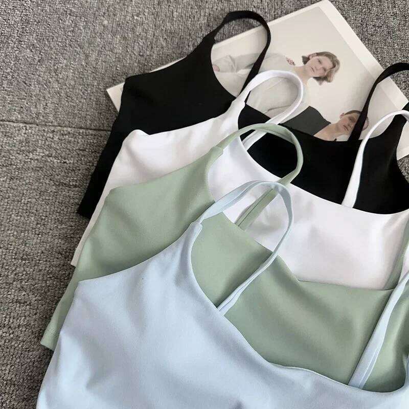 Solid Color Fitness Bra Tights Yoga Vest High Strength Shockproof Sports Top Sexy Breathable Underwear For Women Gym 26Y0208