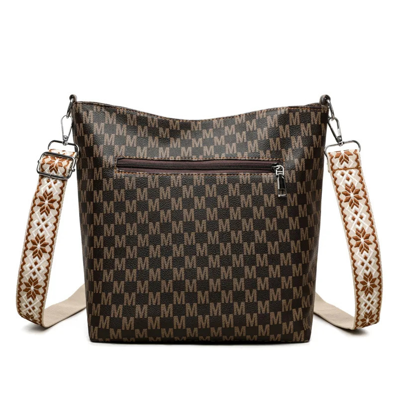 Vintage Womens Crossbody Bag Faux Leather Shoulder with Golden Hardware Pattern M n Removable Strap for Daily Use 260208