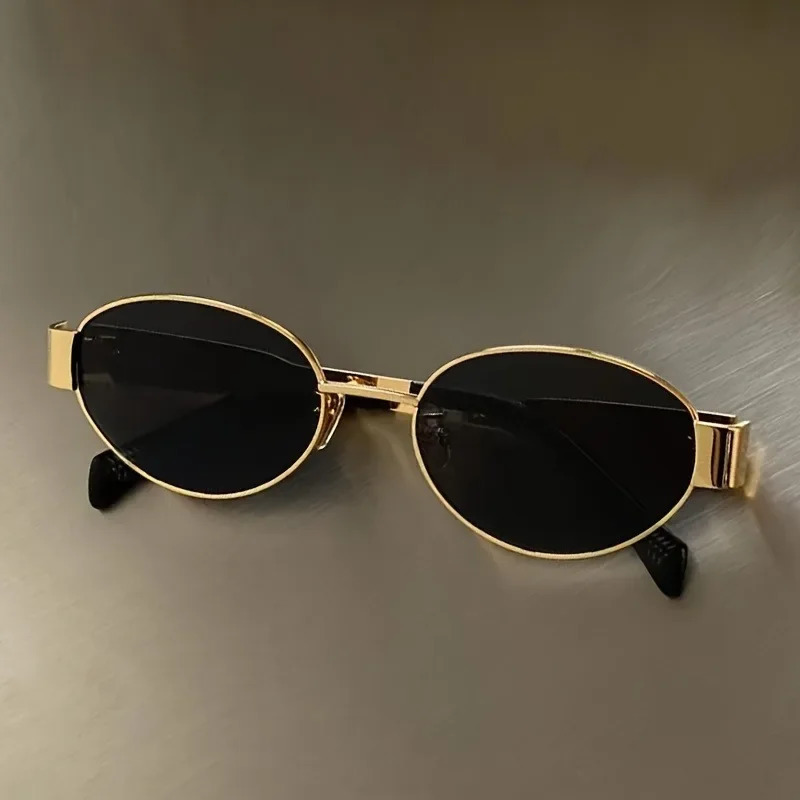 Trendy Oval Sunglasses for Women Metal Frame Sun Glasses Ladies Classic Vintage Round Shades Unisex 260206