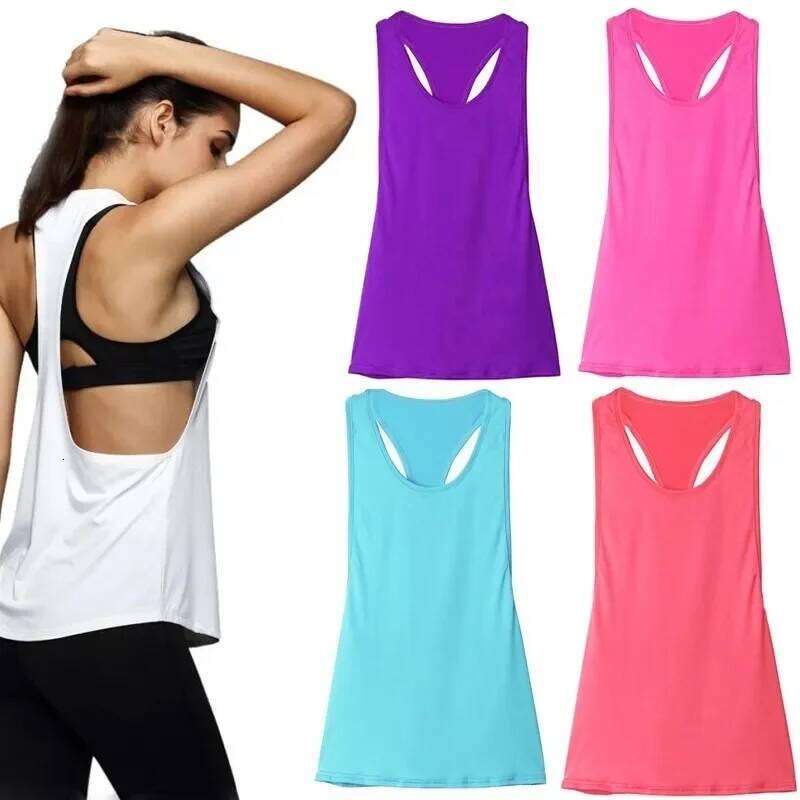 New Overshirt Women's Fitness Sports T-shaped Quick Dried Slim Sleeveless Running Tank Top Overcoat 26Y0209