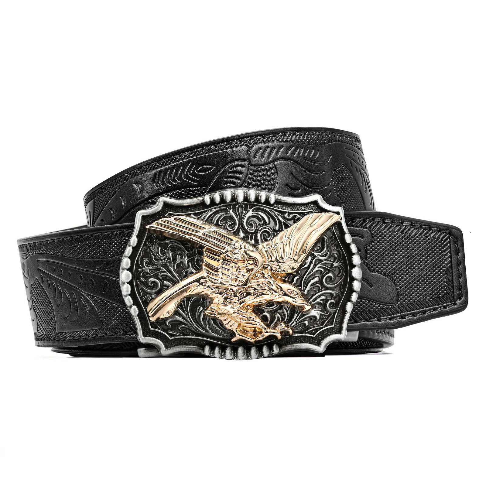 2 Pack Mens Western Ratchet Belt Faux Leather Slide Ratchet Belt for Men Mens Belt with Automatic Click Buckle for Jeans Fa 260124