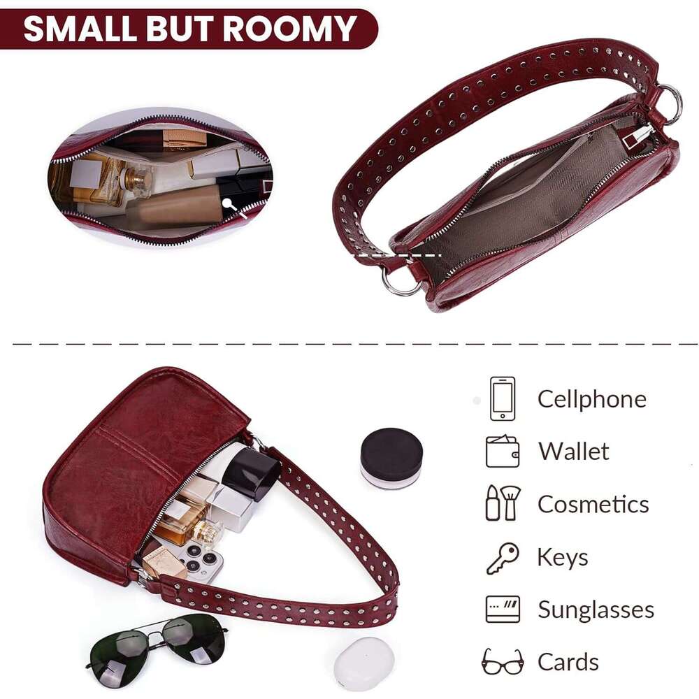 Bags For Women Y K And Handbags Retro Studded Crossbody Bag Small Shoulder Purse Leather Hobo Handbag
