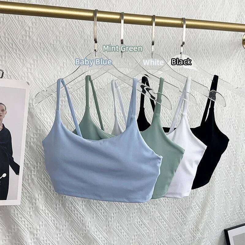 Solid Color Fitness Bra Tights Yoga Vest High Strength Shockproof Sports Top Sexy Breathable Underwear For Women Gym 26Y0208