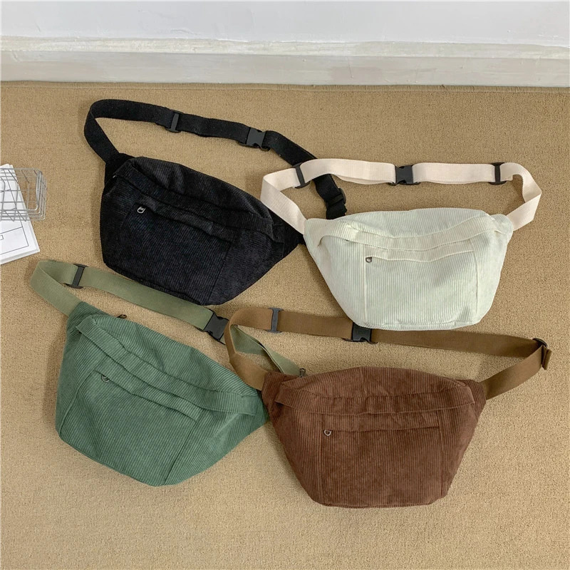 Fashion Corduroy Waist Bag Casual Lady Waist packs Phone Pack Large capacity Unisex Crossbody Chest Bags Street Hip hop Belt Bag 260130