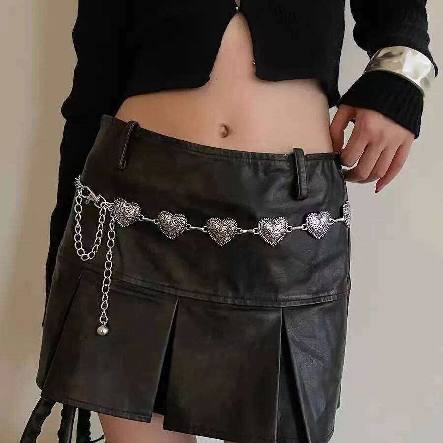 New Korean Y2K Ethnic Style Heart Tassel Waist Exaggerated Single Layer Belt Body Chain Women's Party Fashion Jewelry Gift X260209