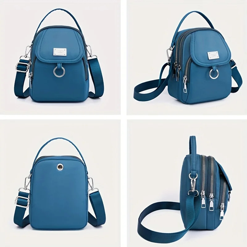 Lightweight Nylon Womens Crossbody Bag Casual Mini Handbag with Multiple Zip Pouch Chic n Shoulder for Everyday Use 260208