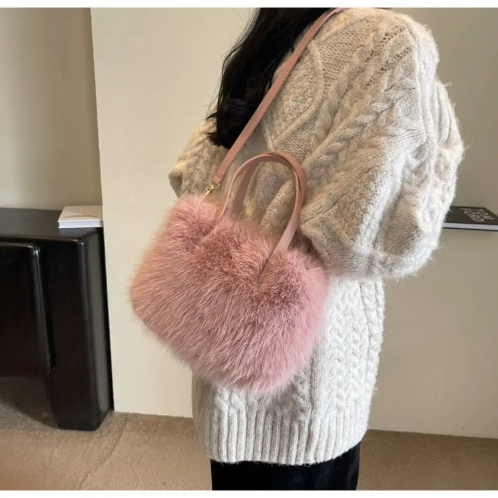 Fashion Faux Fur Ladies Shoulder Bag Soft Fluffy Female Crossbody Handbag Square Tote for Women 260208