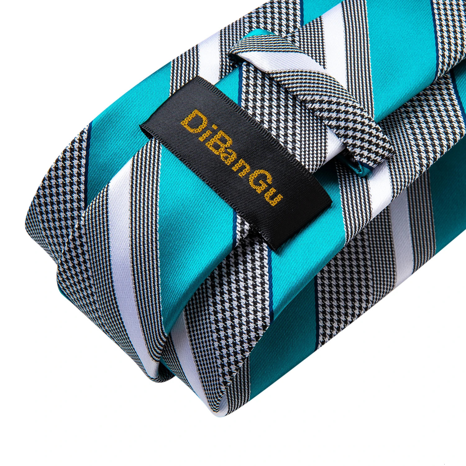 DiBanGu Mens Necktie Striped Floral Paisley Silk Tie Pocket Square Cufflinks Neck Tie Ring Set Suit Wedding Business 260208