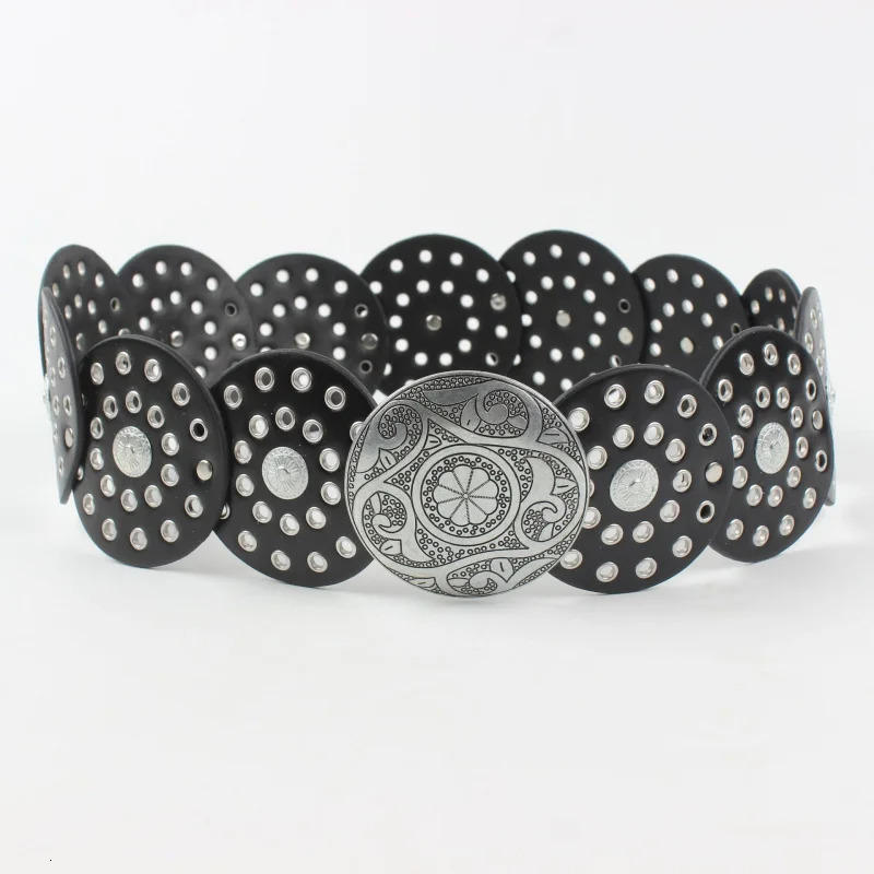 European and American fashion belt hollow-out patchwork womens belt unique vintage-style belt Western cowboy style 260124