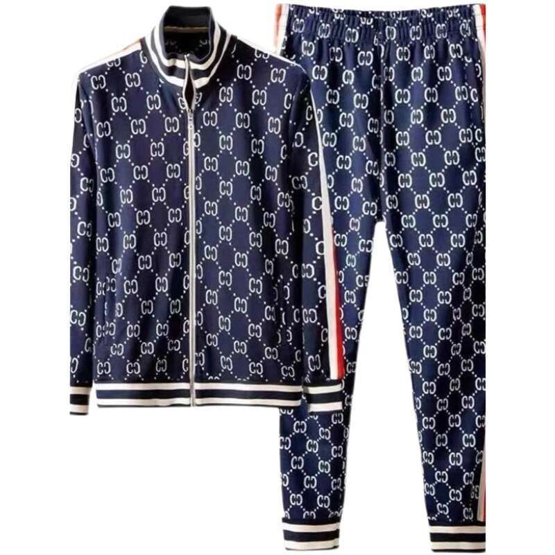 Spring And Autumn Jacket Set, Brand, Personalized Cardigan, Stand-Up Collar, Fashionable Casual Sports Two-Piece Set For Men