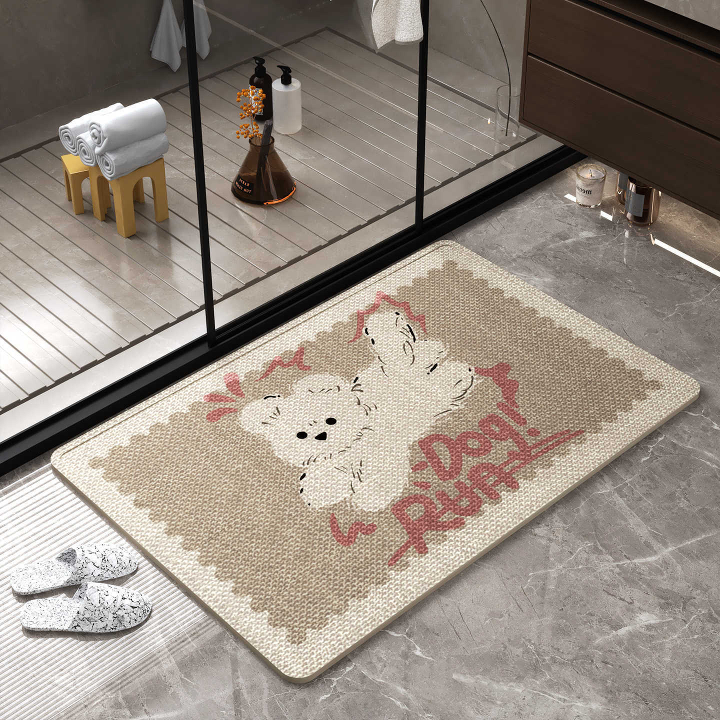 Simple linen rubber-soled entrance mat decorative entryway doormat bathroom floor mat dirt-resistant and wear-resistant mat S260207