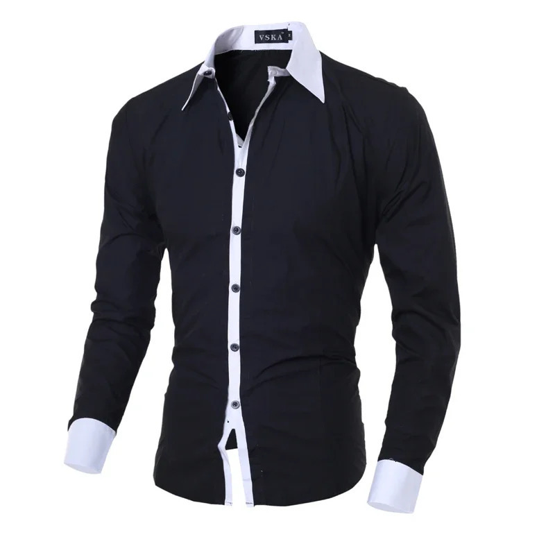 Mens Stripes Shirts Long Sleeved Slim White Social Shirts Casual Male Clothes Business Camisa Masculina Chemise christmas shirt 260208