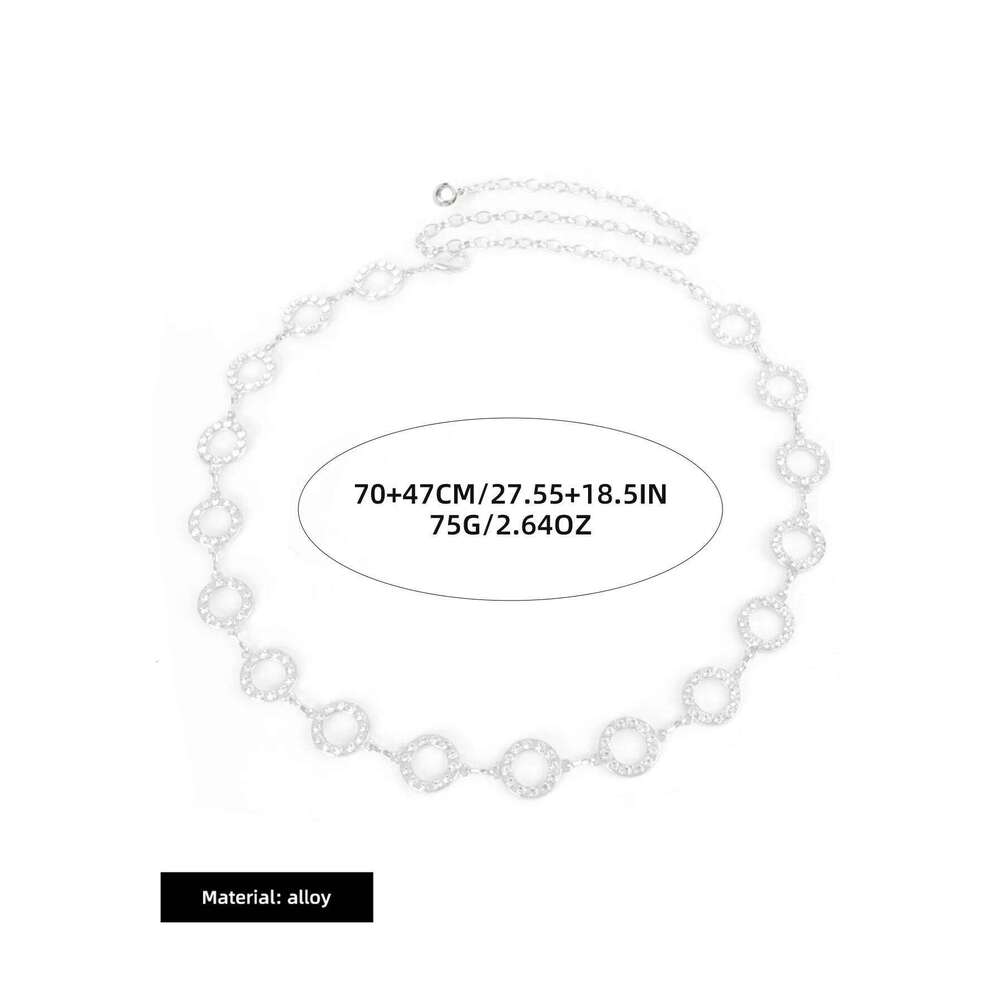 Fashion single-layer alloy waist banquet party rhinestone ring women's body chain X260209