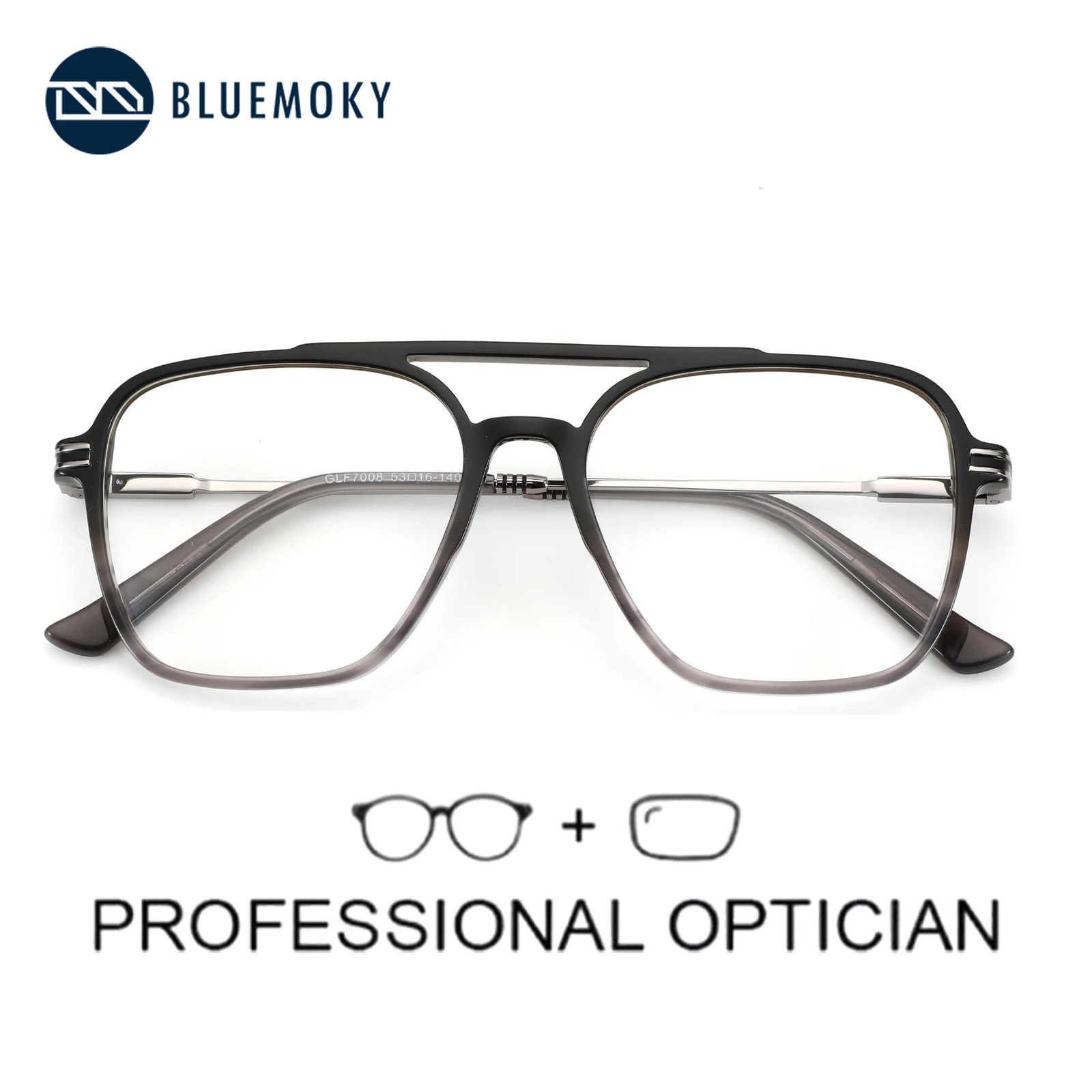 BLUEMOKY Fashion AcetateMetal Prescription Glasses For Men Anti Blue Light With Graduated Lenses Optical Eyeglasses 260207