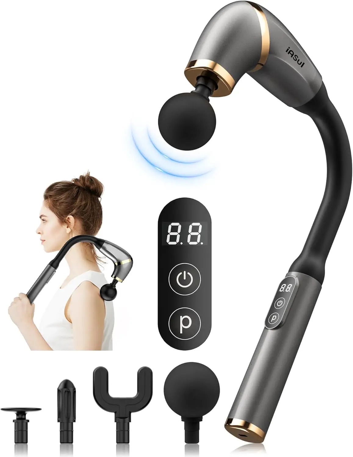 Fascia gun Handle Elbow 3 Modes 6 Gears Adjust Muscle Relaxation Massage Percussion Hammer for Athletes 260129