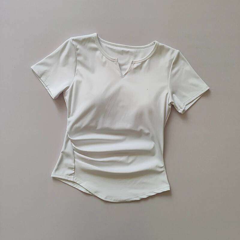 V-neck Tie Breast Pad Yoga Suit Short Sleeve Women's Gym Summer Slim Training Fitness Top Quick Dry Running T-shirt Clothing 26Y0209