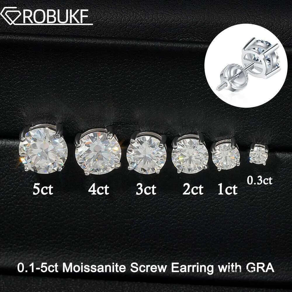 0.1-5ct Test Passed Moissanite Studs Earrings for Women Orginal Sterg Sier Screw Back Earring Sparkg Wedding Jewelry 4c