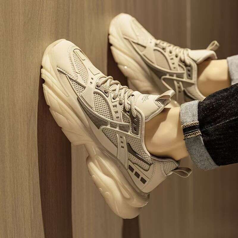 2025 New Winter Breathable Men's Height Increasing Warrior Dad Thick Sole Mesh Casual Sports Trendy Shoes