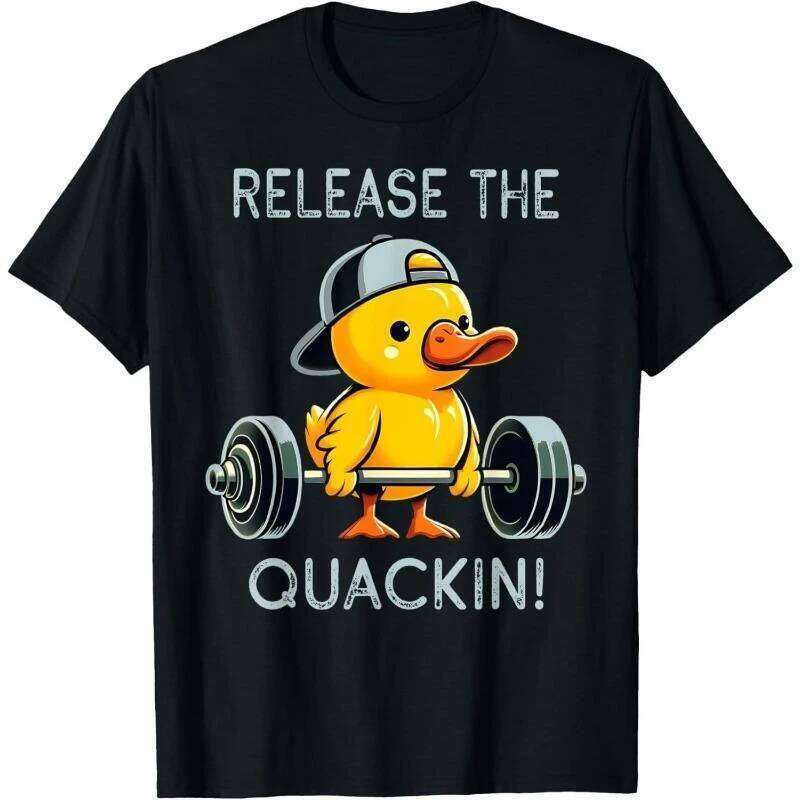 Funny Duck Fitness Black T-shirt For Men Fun Humour Text 3D Print Hip Hop Tee Shirts Summer Gym Sport Breathable Fashion Top X260209