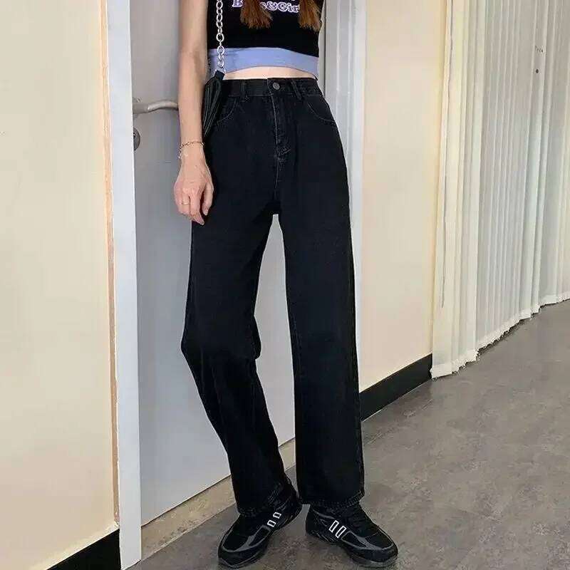 Loose Retro Washed Cargo Streetwear Zipper Baggy Hiphop Straight Pants Multi-pocket Wide Leg Jeans Women