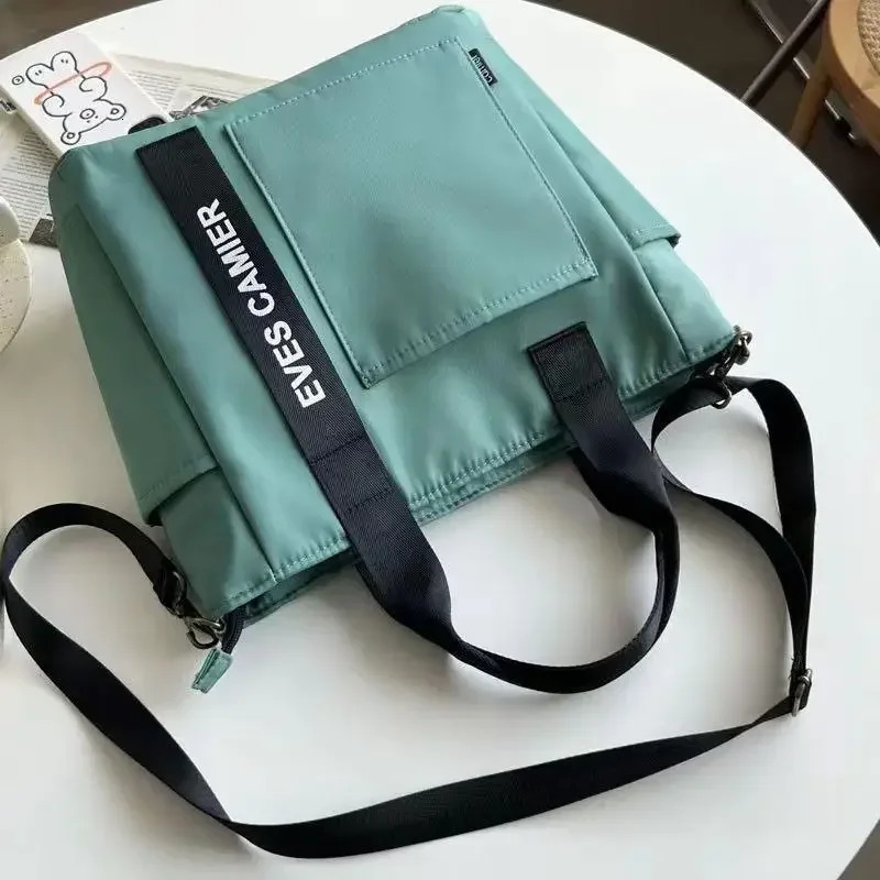 Casual Tote Large Capacity Shoulder Bag Nylon Waterproof Canvas Handbag Simple Fashion Messenger Bags For Schoolgirl 260120