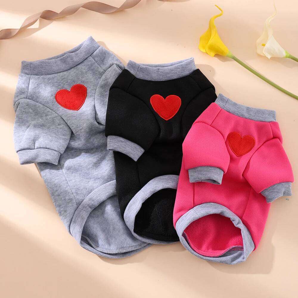 Cat Sweater For Taddy Yorkshire Winter Warm Small Dog Hoodie Love Medium Thickened Cute Puppy Bipedal Clothes Accessories