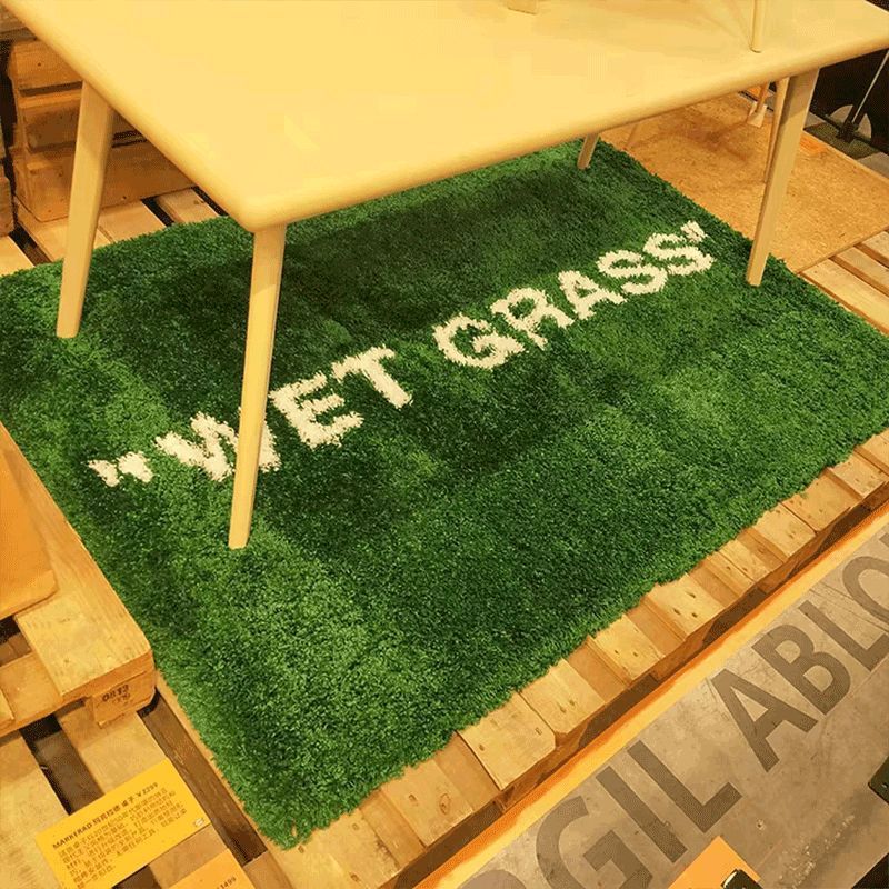 WET GRASS Rug Green Grass Classic Handmade Flocked Large Carpet Hypebeast Decor Parlor Bedroom Playroom Artistic Premium Floor Mat