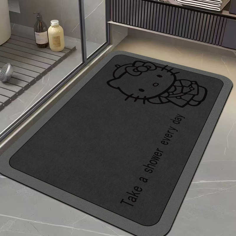 Bathroom floor mat gray door mat water-absorbent non-slip quick-drying dirt-resistant mat for bathroom entrance home use soft diatomite mat S260207